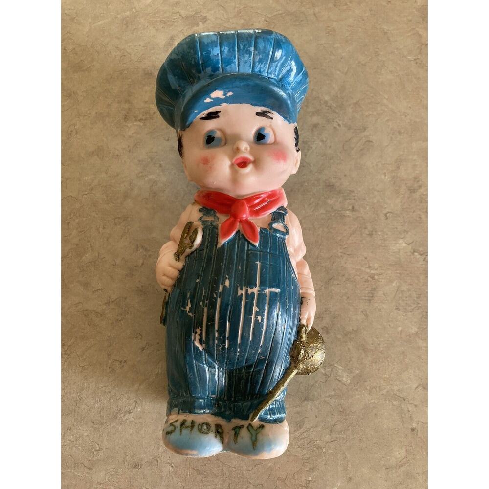 Vtg Sun Rubber Co. Boy Squeaker Doll Toy Engineer Mechanic Altered READ 1960 HTF